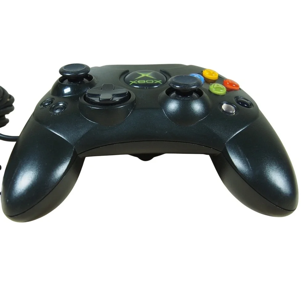 Original Xbox OEM S Type Black‎ Controller w/ Break Away Cable Fully Tested EUC